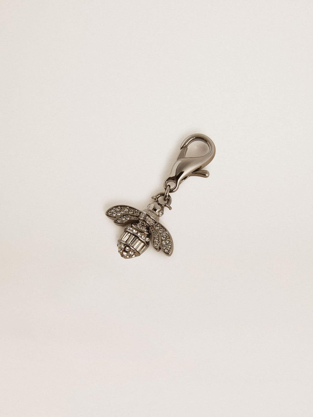Bee-shaped charm in silver-colored brass with crystals| Golden Goose