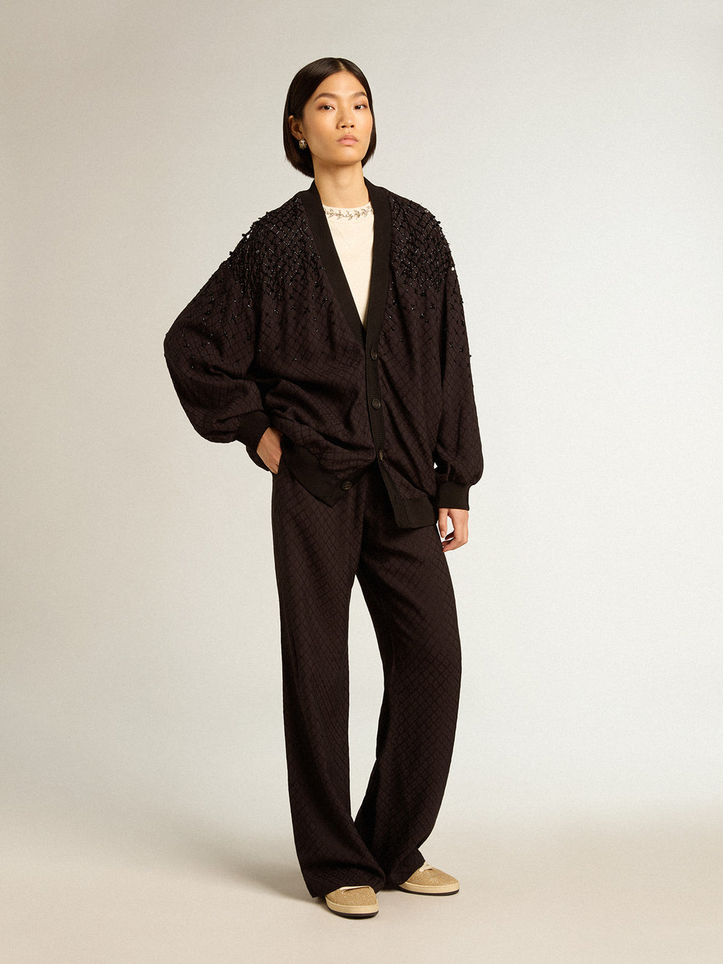 Women's black viscose joggers| Golden Goose