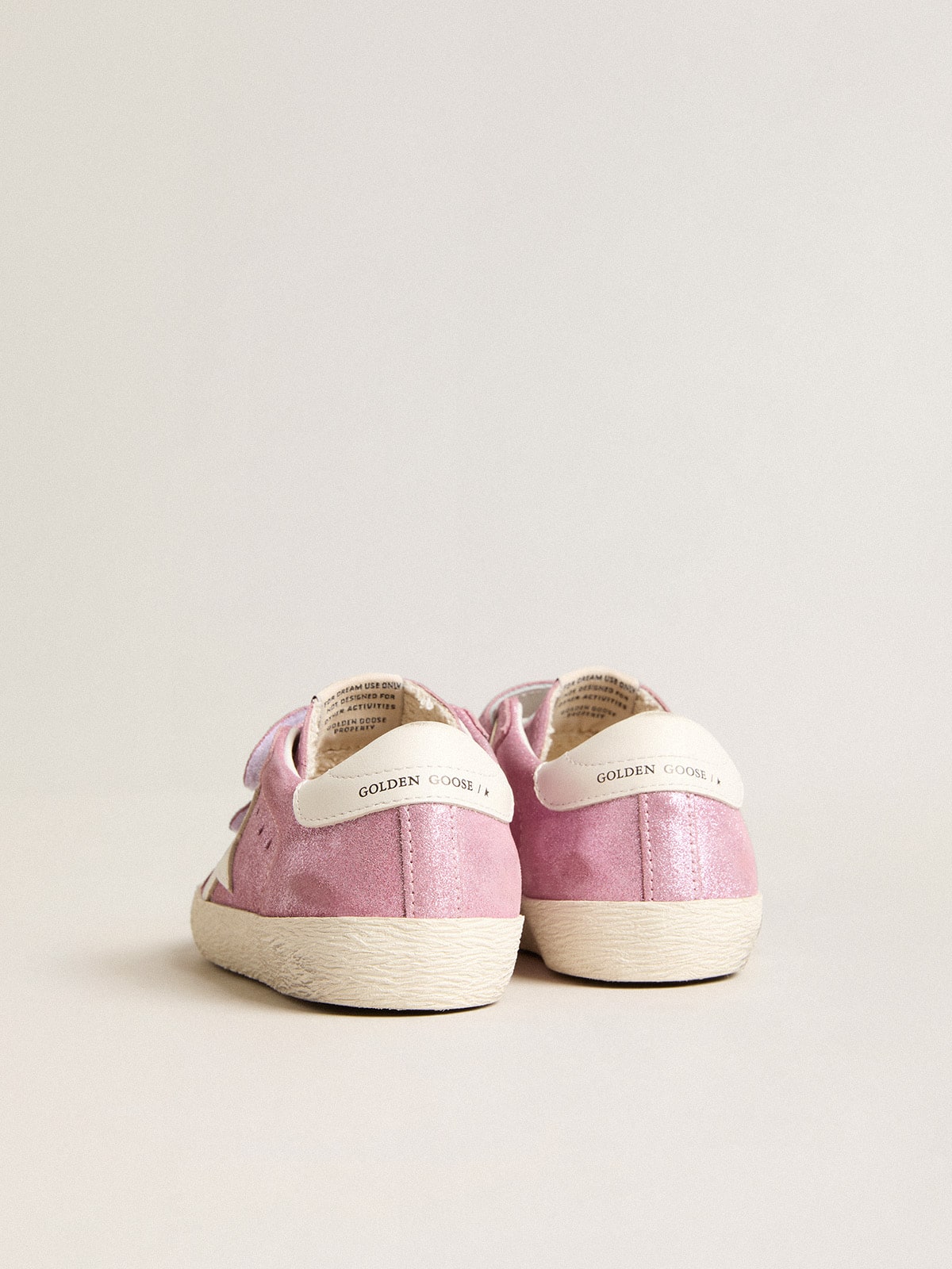Young Old School in metallic pink suede with white leather star and heel tab| Golden Goose