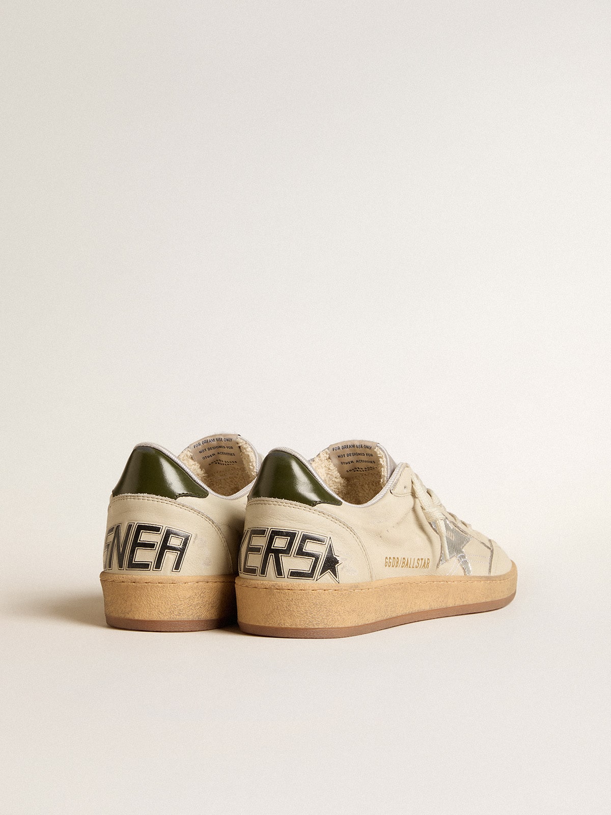 Men's Ball Star with silver leather star and green leather heel tab| Golden Goose