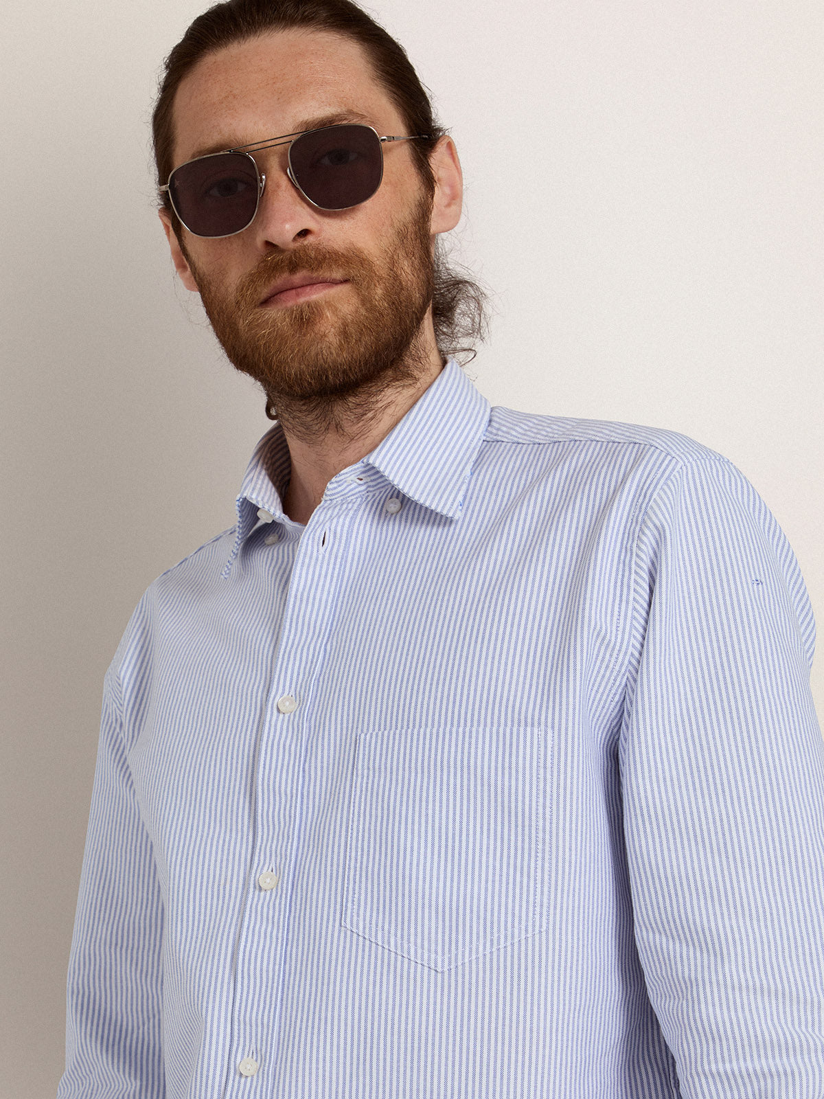 Roger aviator sunglasses with black frame and black lenses| Golden Goose