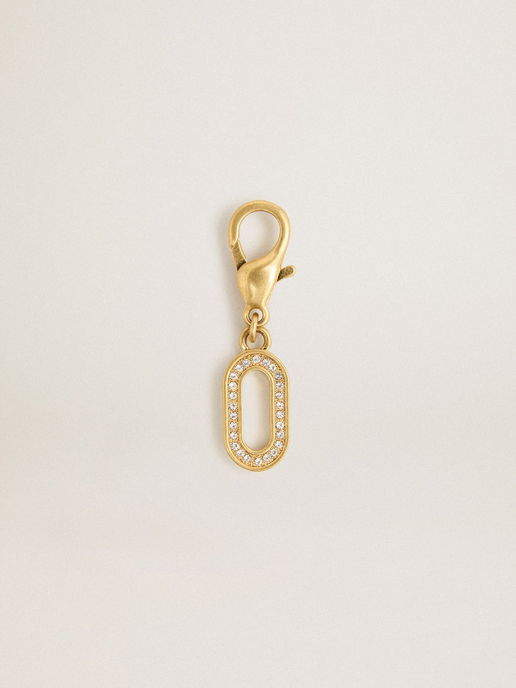 Letter O charm in gold-colored brass with crystals| Golden Goose