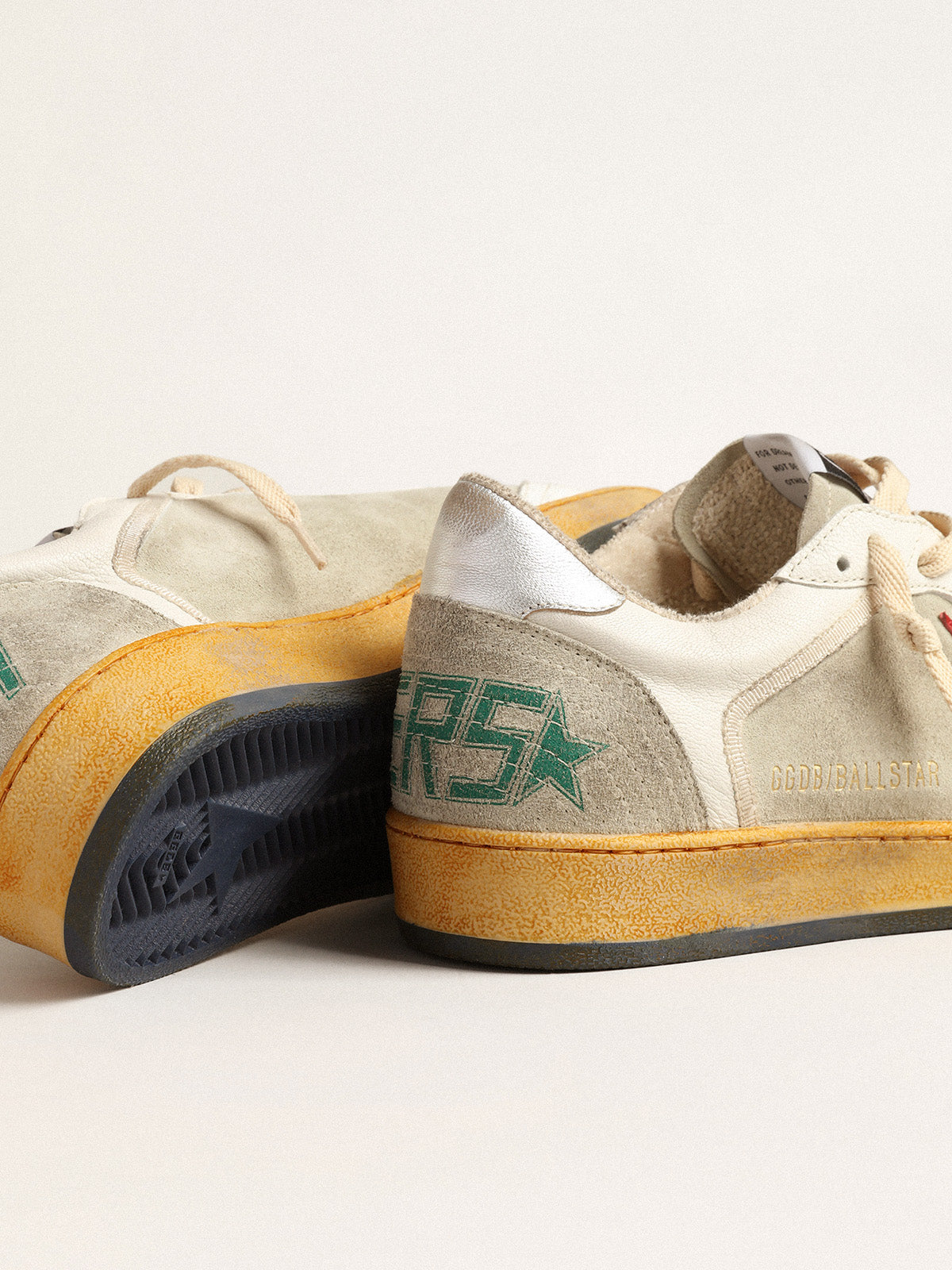 Ball Star in gray suede with red star and silver heel tab| Golden Goose