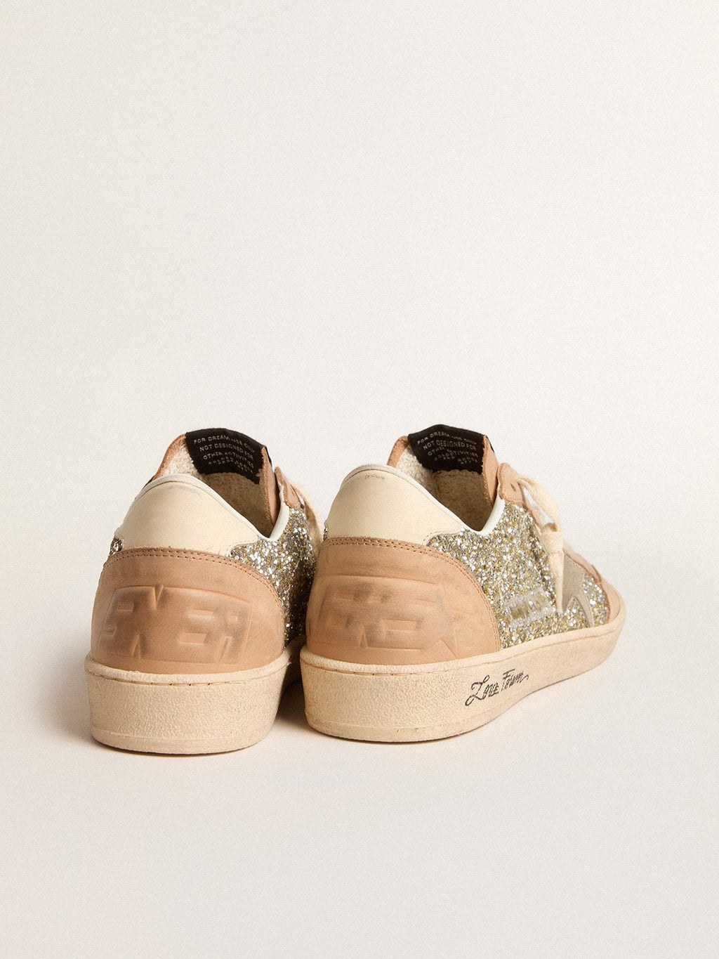 Women's Ball Star in platinum glitter with cream leather star and nubuck toe| Golden Goose