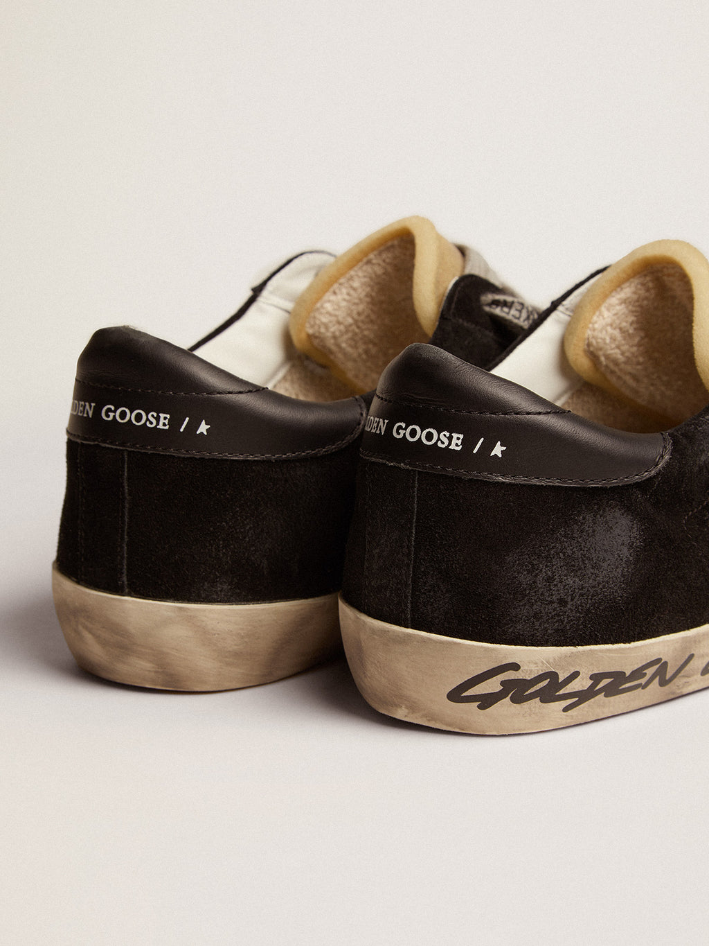 Men's Super-Star in black suede with silver laminated leather star| Golden Goose