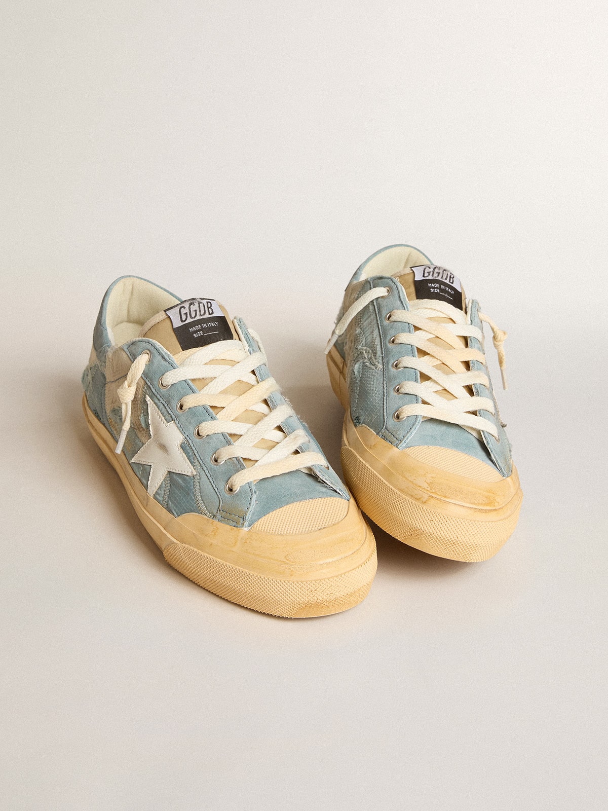 Super-Star in light blue mesh and nylon with white leather star| Golden Goose