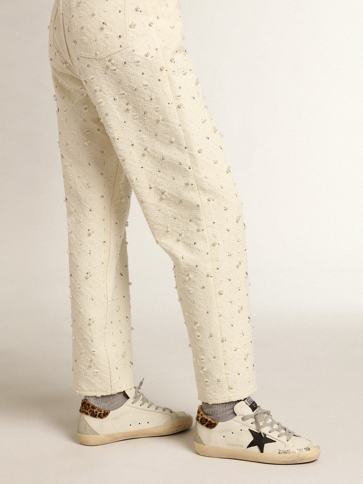Super-Star with black leather star & leo-print pony skin heel tab| Golden Goose