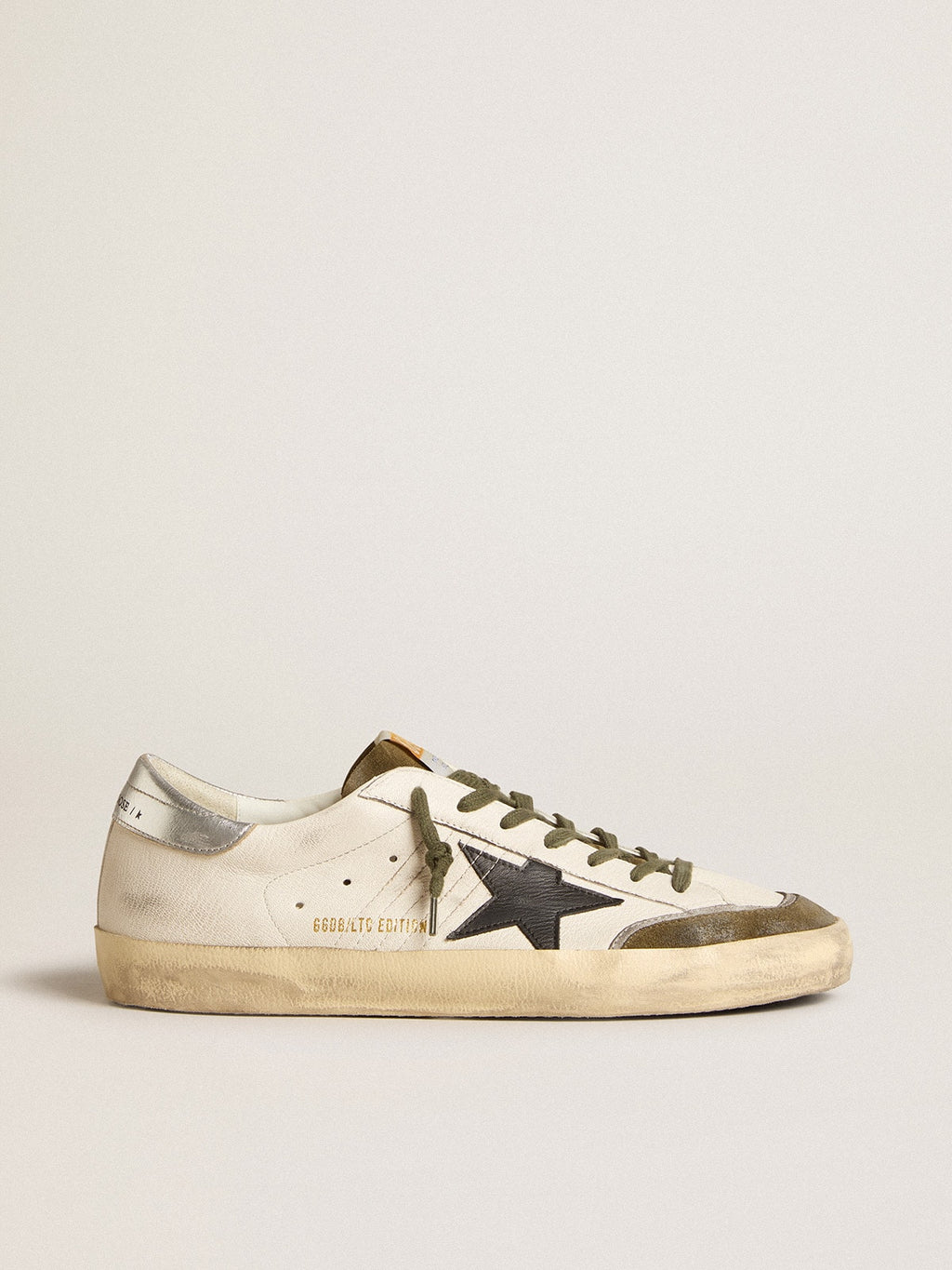 Men's Super-Star LTD in nappa leather with black leather star and silver heel tab| Golden Goose