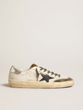 Men's Super-Star LTD in nappa leather with black leather star and silver heel tab| Golden Goose