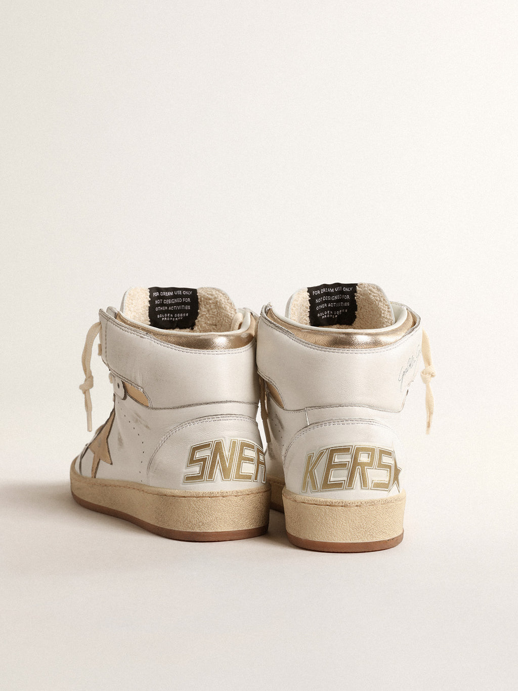 Sky-Star in white nappa leather with gold metallic leather star and heel tab| Golden Goose