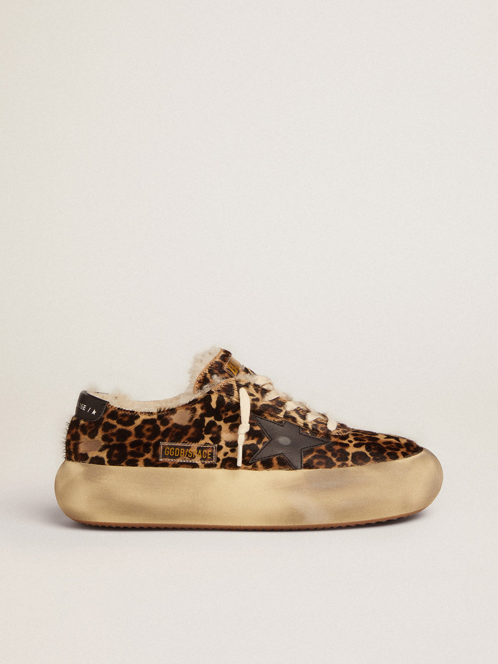 Men's Space-Star in animal print pony skin and shearling lining| Golden Goose