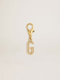 Letter G charm in gold-colored brass with crystals| Golden Goose