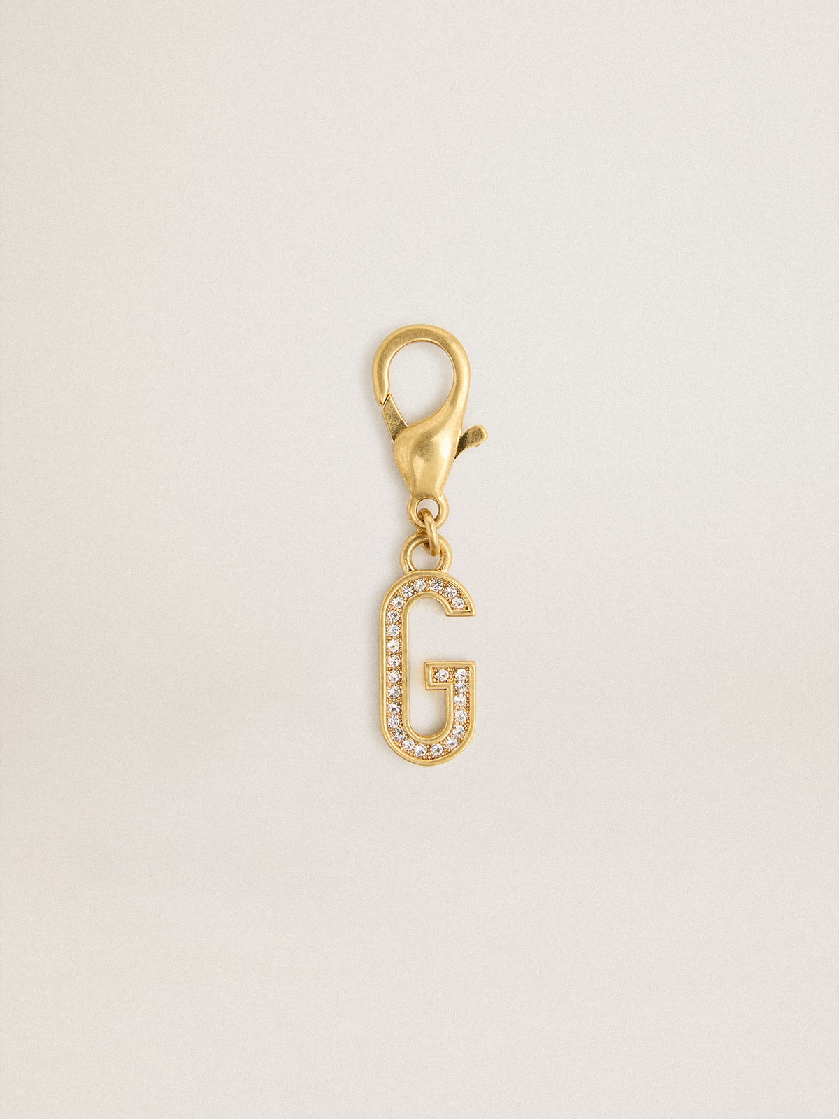 Letter G charm in gold-colored brass with crystals| Golden Goose