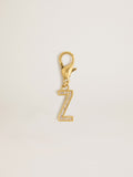Letter Z charm in gold-colored brass with crystals| Golden Goose