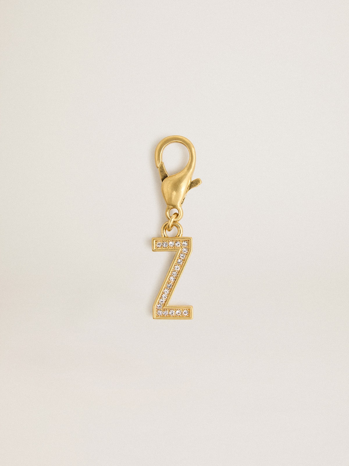 Letter Z charm in gold-colored brass with crystals| Golden Goose