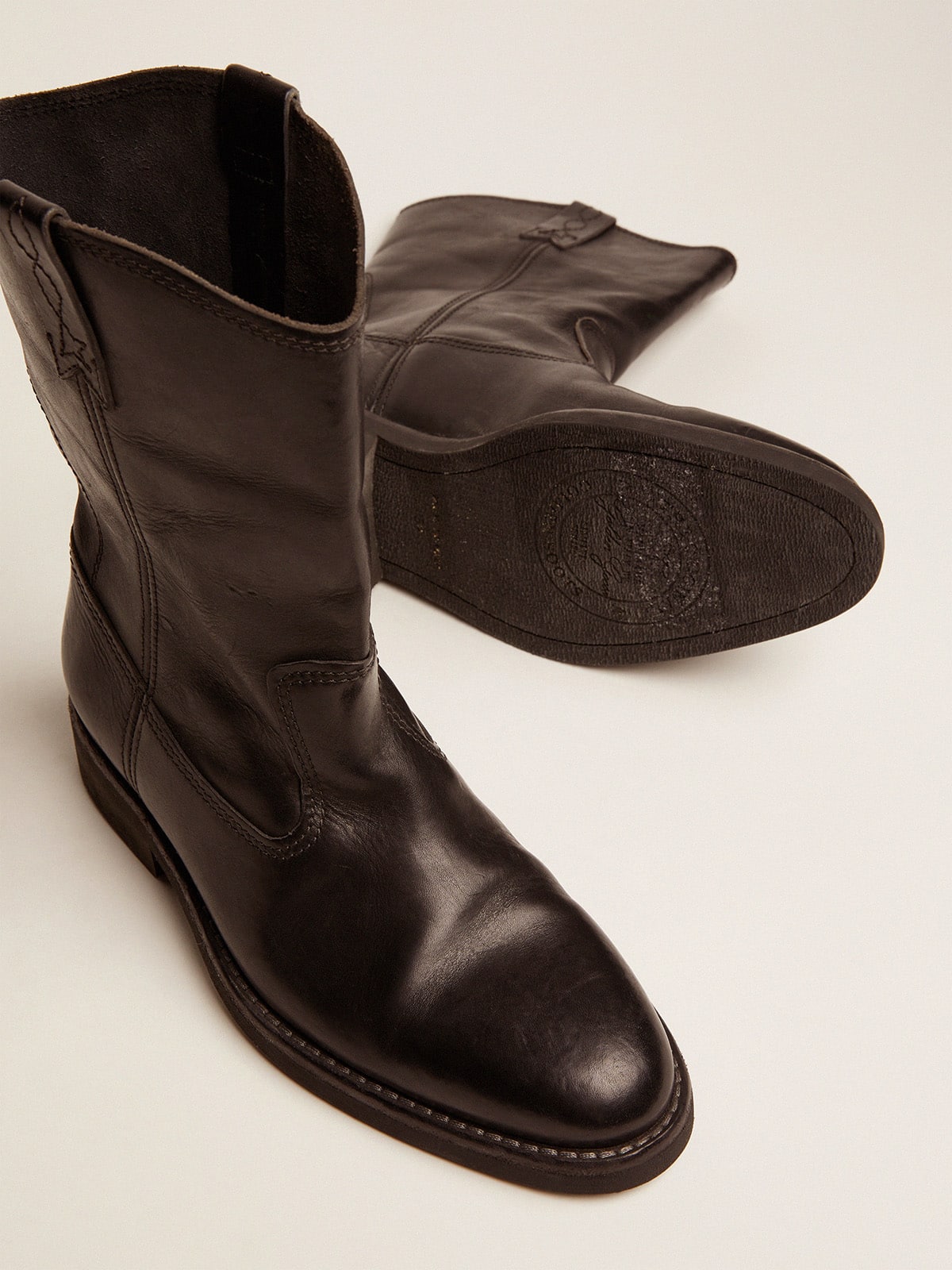 Biker boots in black leather| Golden Goose