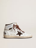 Men's Sky-Star in white nappa leather with a chocolate suede star| Golden Goose