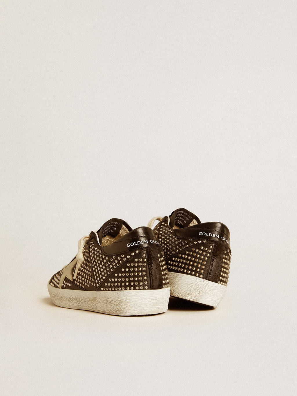 Women's Super-Star in studded black nappa with white leather star| Golden Goose