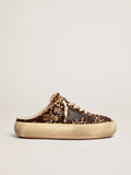 Women's Space-Star Sabot in animal print pony skin and shearling lining| Golden Goose