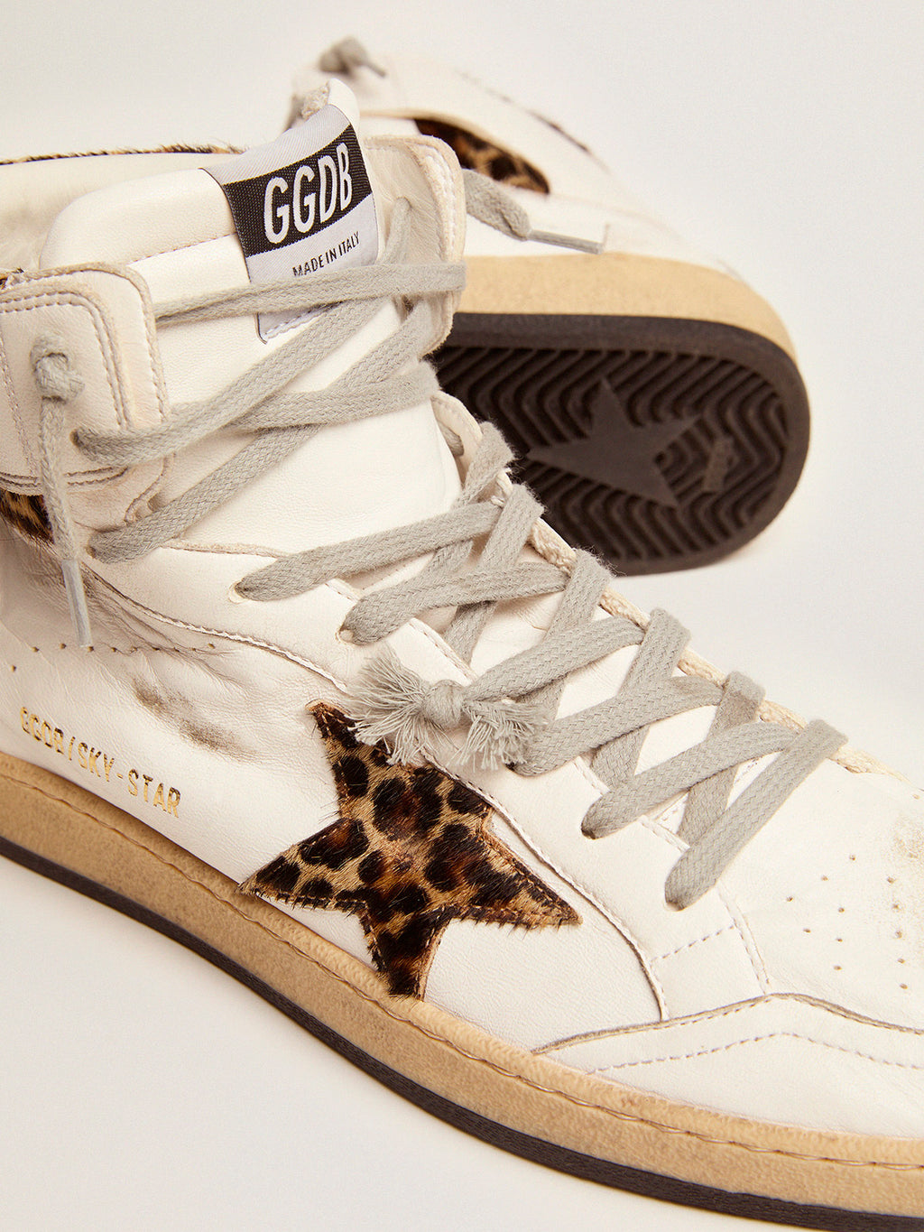 Women's Sky-Star high-top sneakers in leopard-print pony skin| Golden Goose