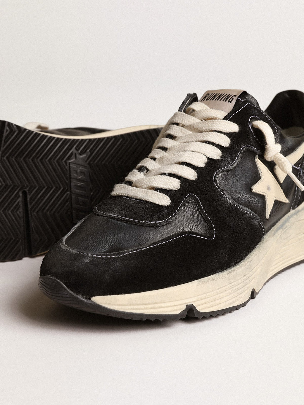 Women's Running Sole in black nappa and suede| Golden Goose