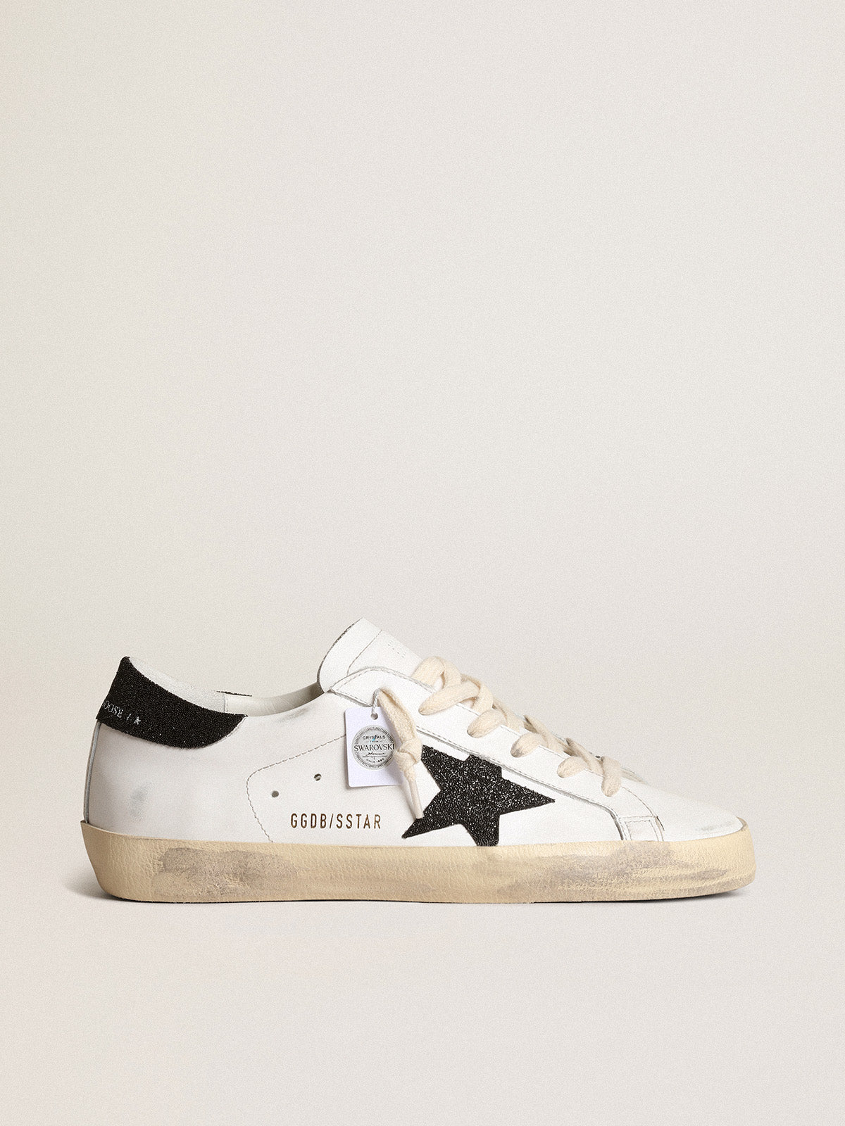 Super-Star with a black Swarovski crystal star and heel tab| Golden Goose