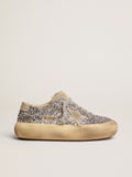 Women's Space-Star shoes in silver glitter with shearling lining| Golden Goose