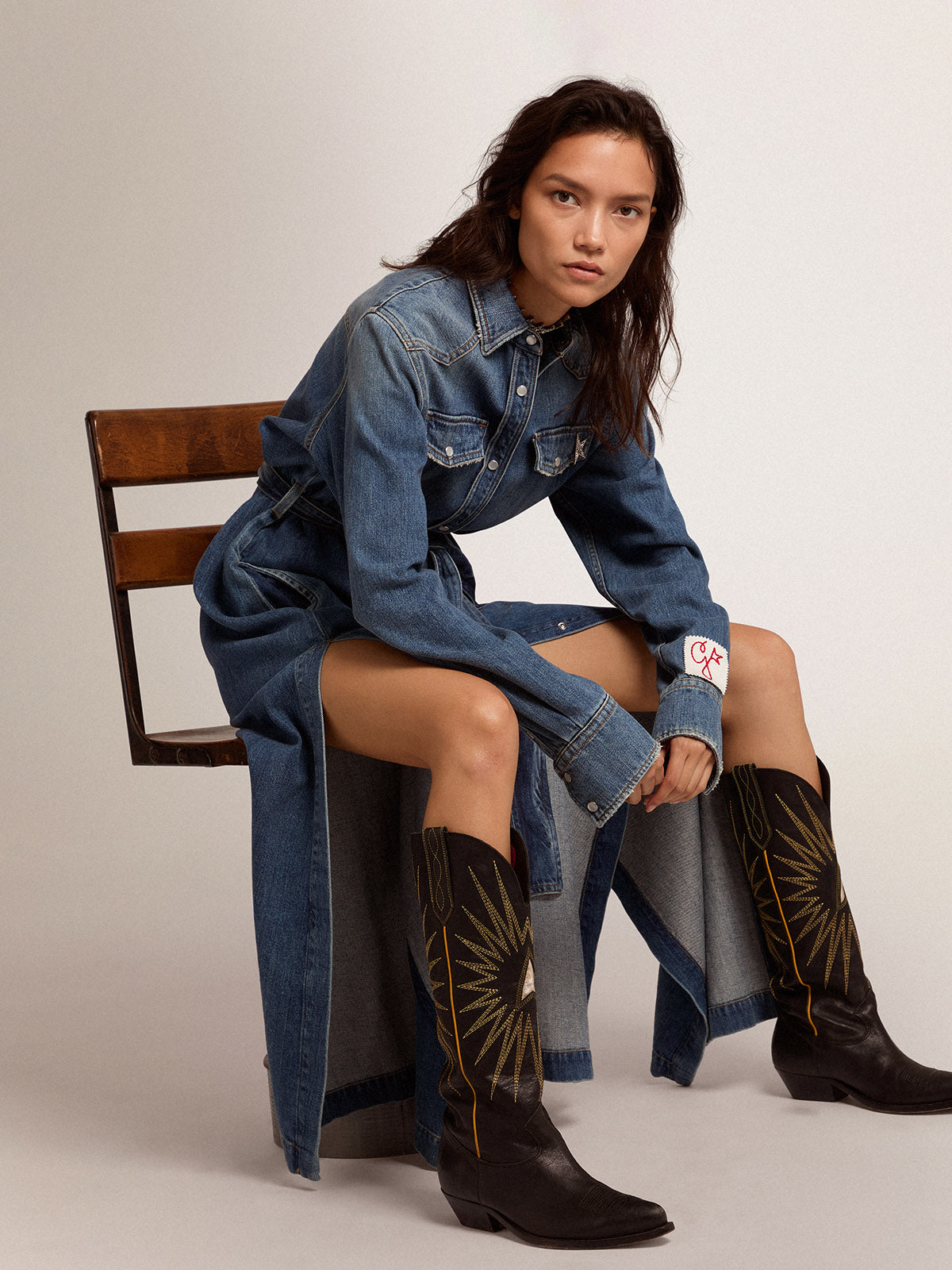 Women's denim shirt dress| Golden Goose
