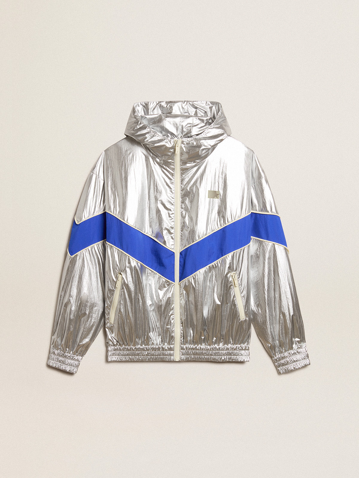 Women's windcheater in silver technical fabric| Golden Goose
