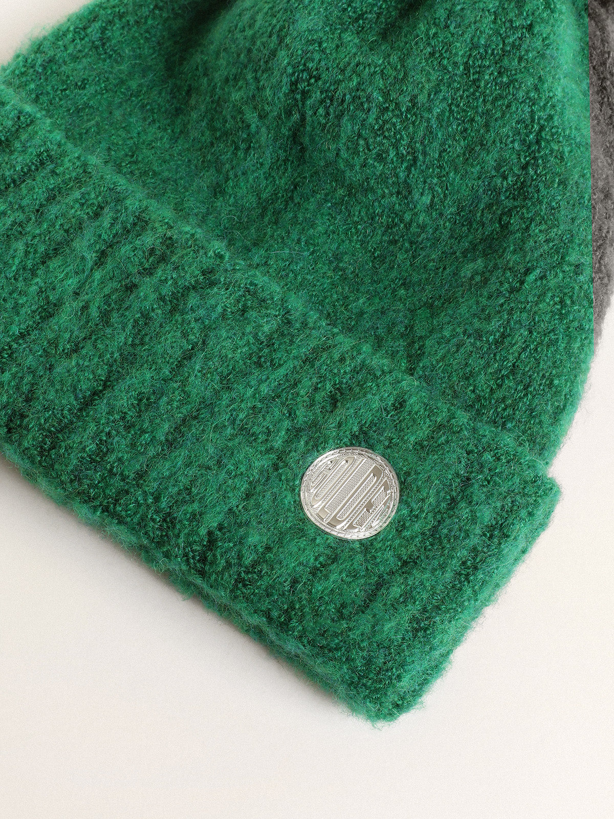 Journey Collection green wool beanie with pompom| Golden Goose