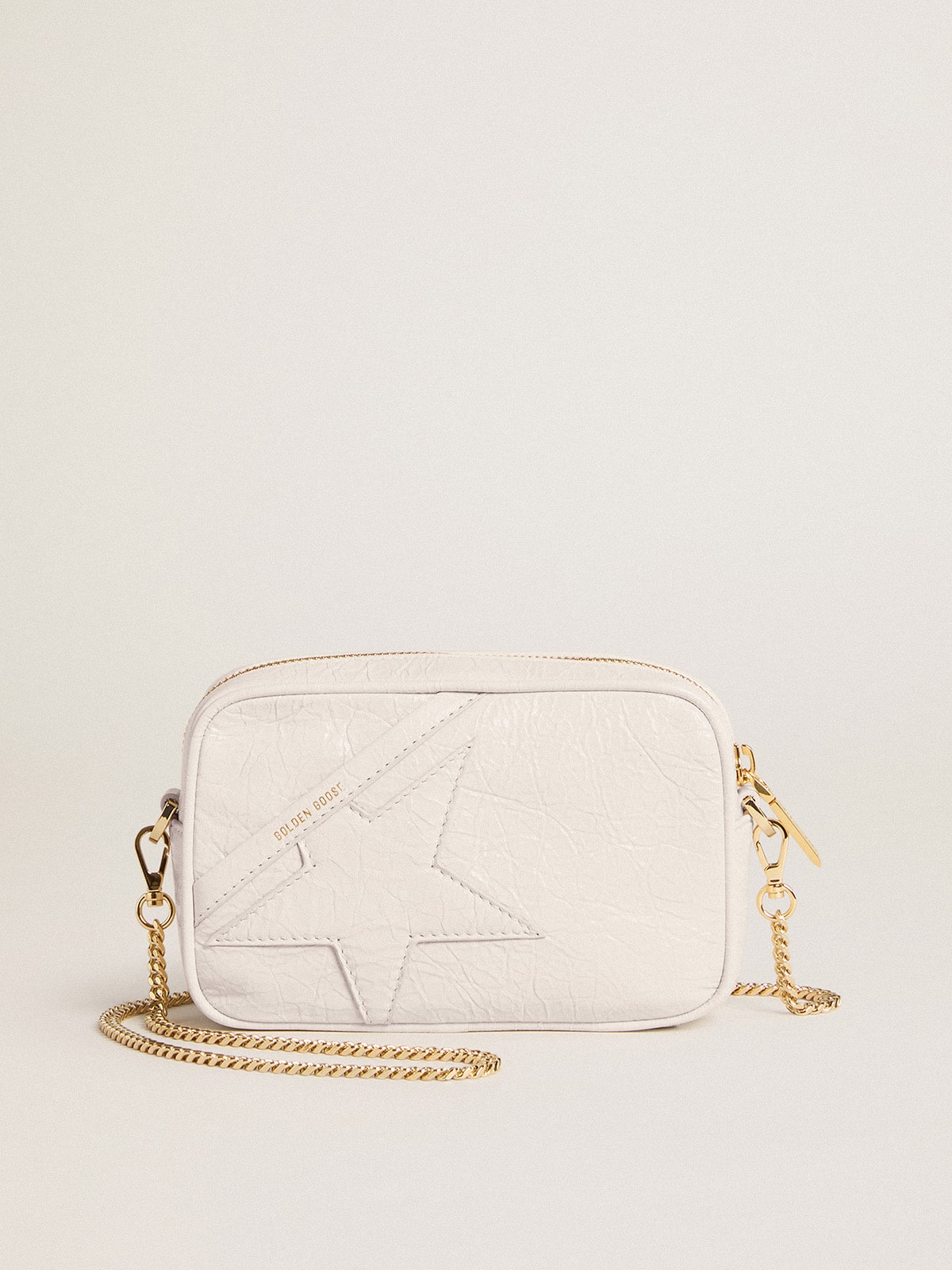 Mini Star Bag in butter-white leather with tone-on-tone star| Golden Goose