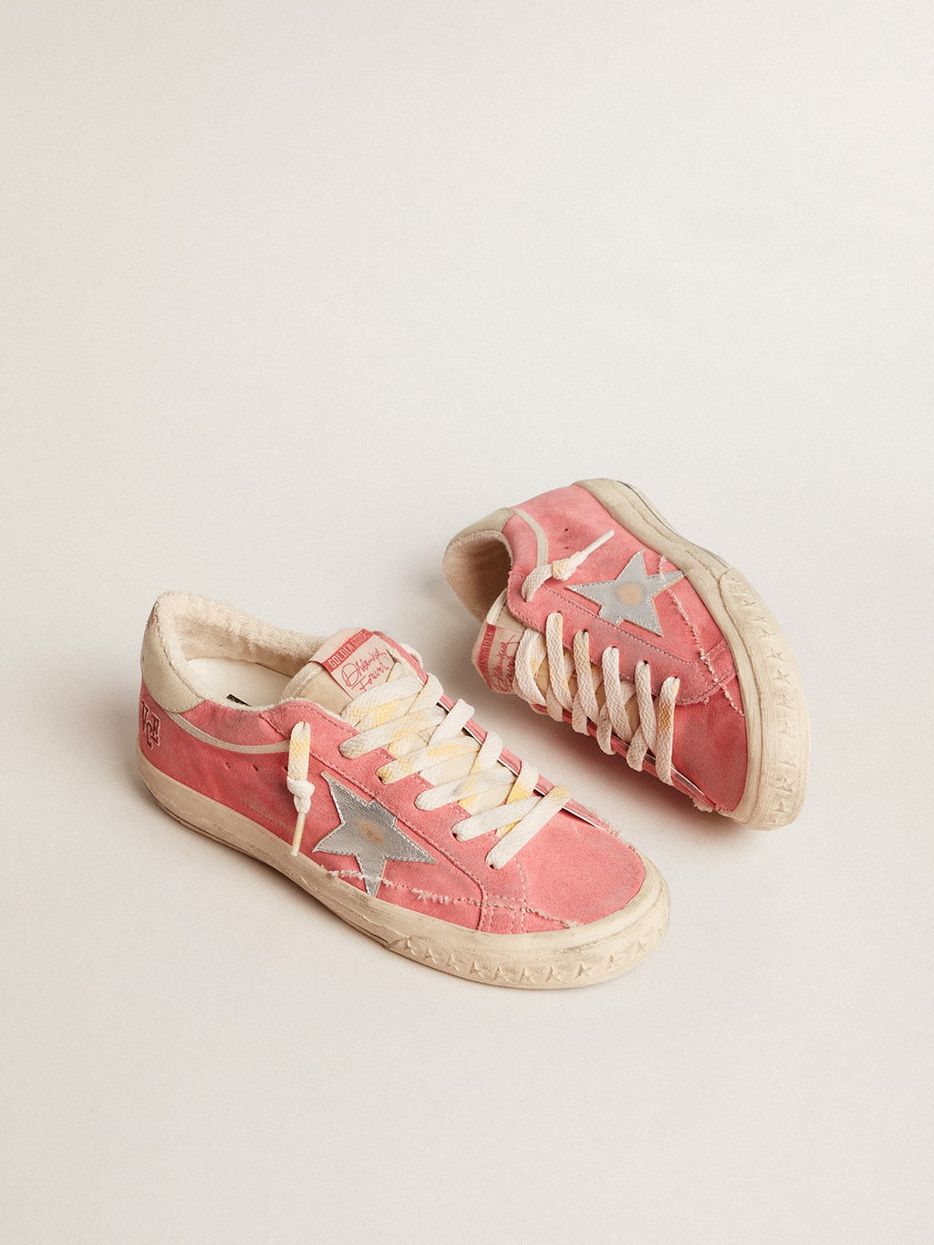 Women's Super-Star LTD in red suede with silver star and leather heel tab| Golden Goose