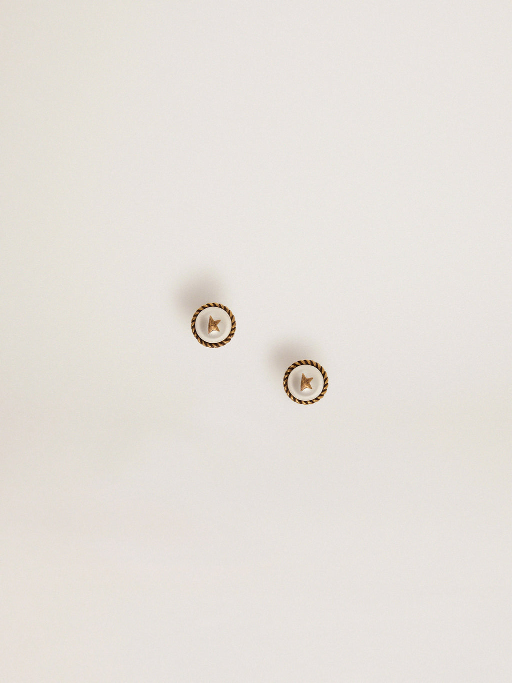 Women's stud earrings in antique gold color| Golden Goose