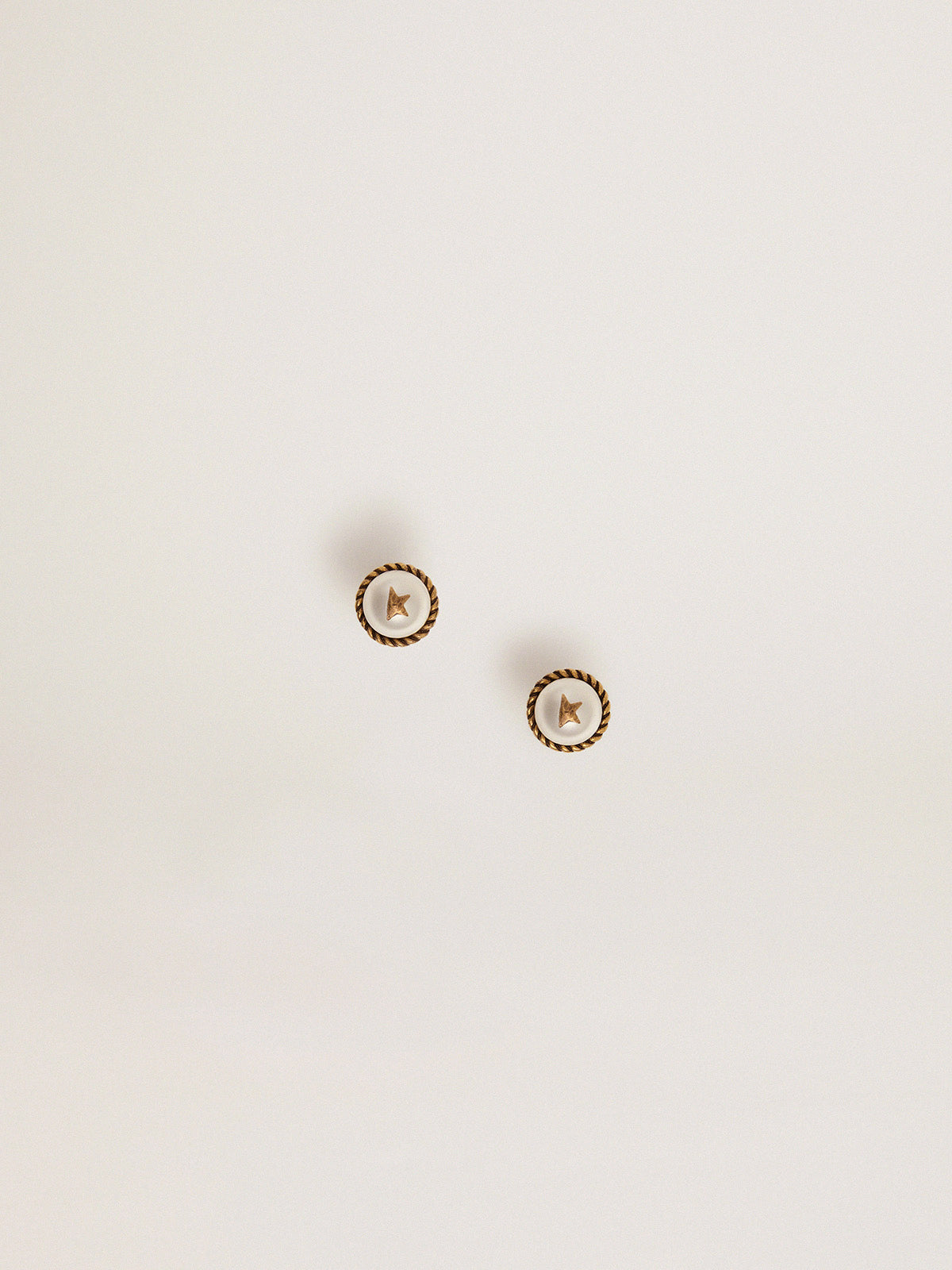Women's stud earrings in antique gold color| Golden Goose