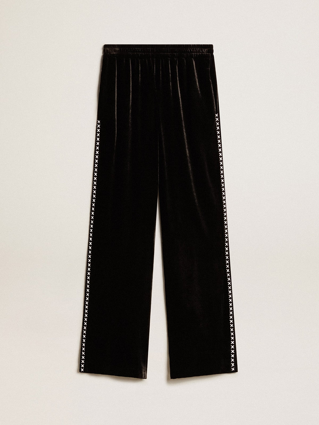 Black joggers with white embroidery| Golden Goose