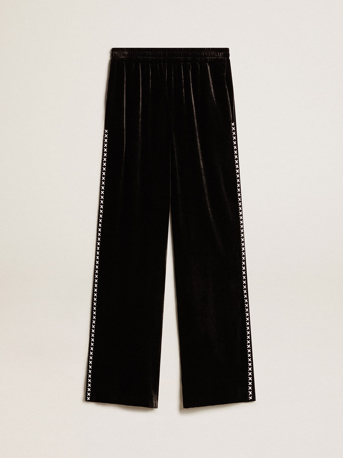 Black joggers with white embroidery| Golden Goose