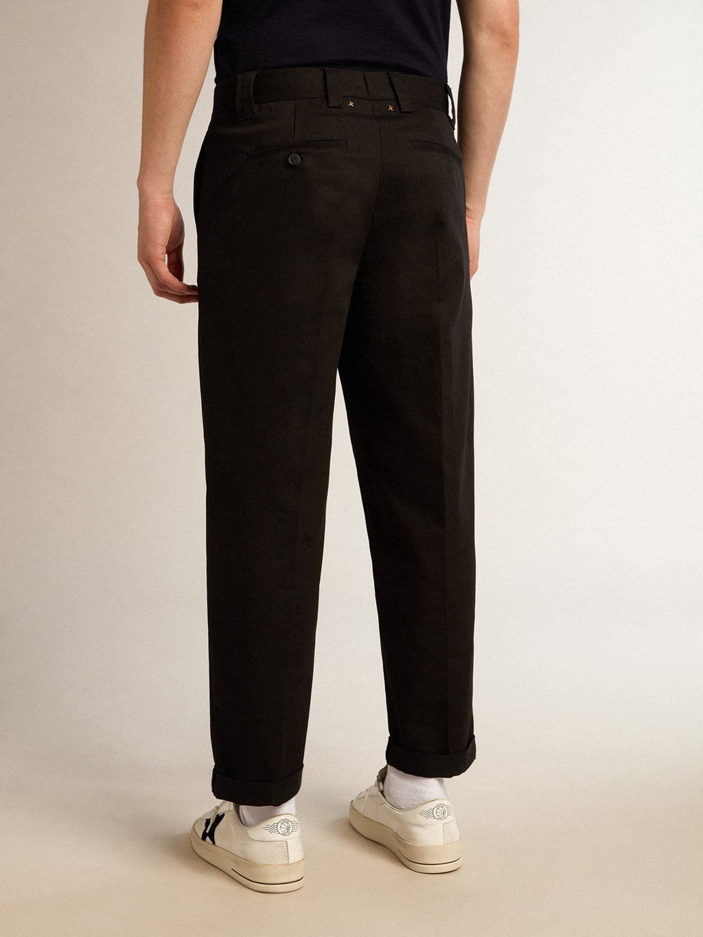 Men's black cotton chinos| Golden Goose
