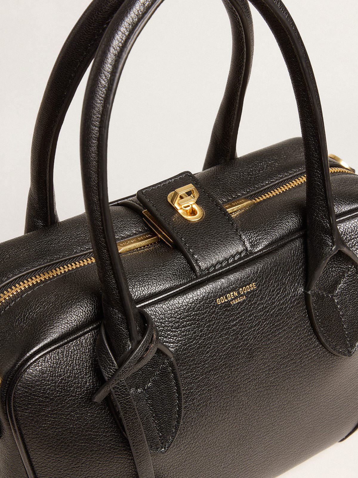 Vita Bag in black sheepskin leather with gold details| Golden Goose