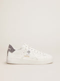 Purestar in white leather with silver Swarovski crystal heel tab| Golden Goose