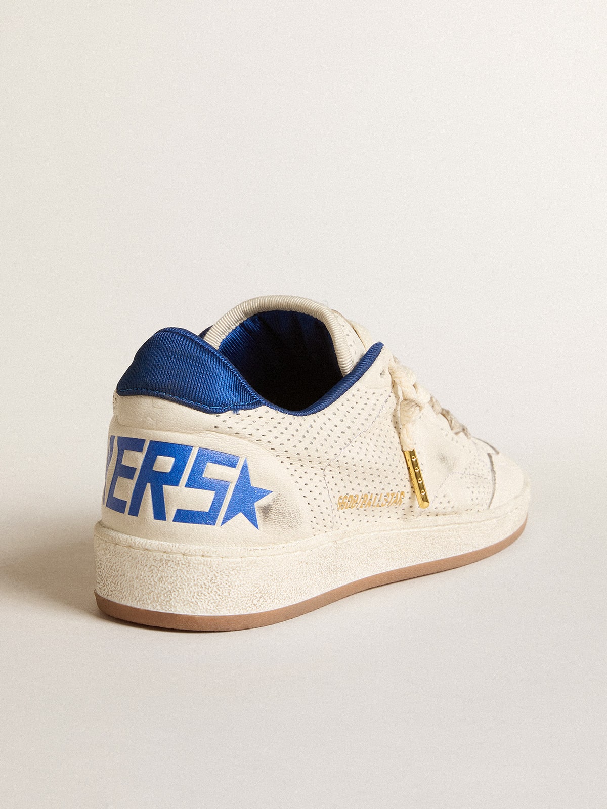 Ball Star in perforated nappa with white star and blue nylon heel tab| Golden Goose