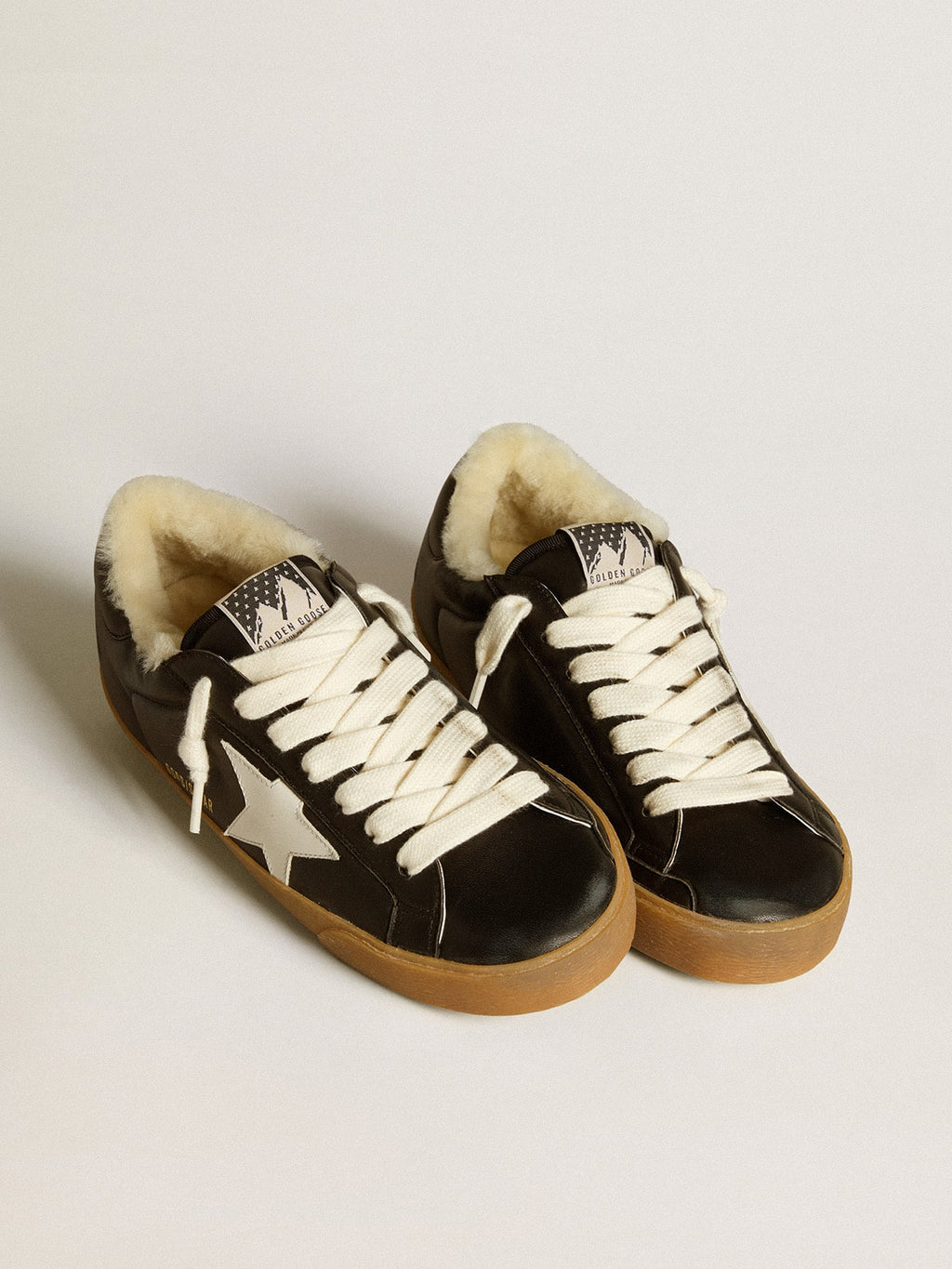 Super-Star in matelassé nappa with leather star and shearling lining| Golden Goose