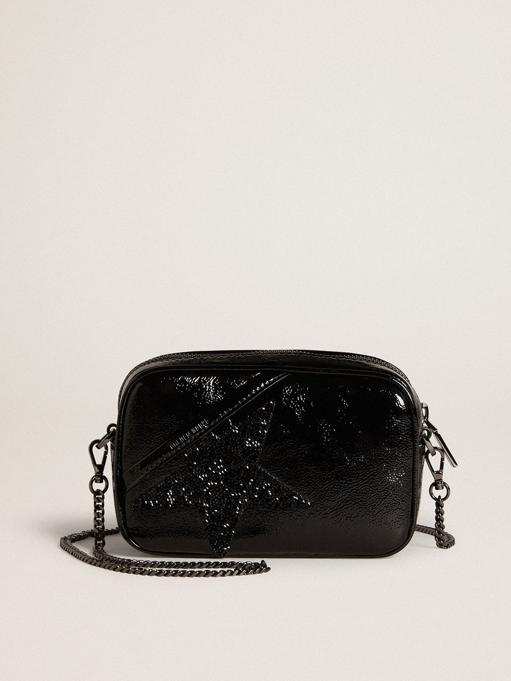 Mini Star Bag in black leather with Swarovski crystal star| Golden Goose