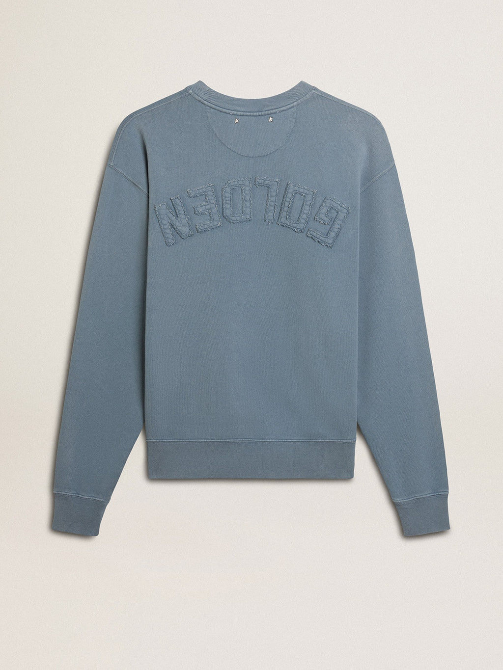 Baby blue sweatshirt with reverse logo on the back - Jersey Capsule| Golden Goose