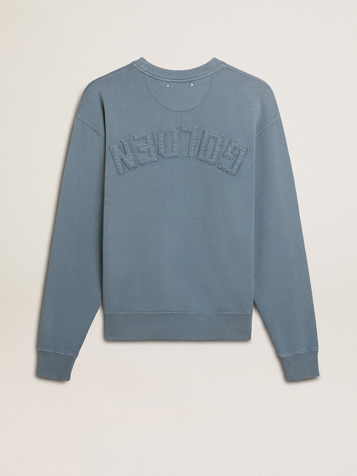 Baby blue sweatshirt with reverse logo on the back - Jersey Capsule| Golden Goose