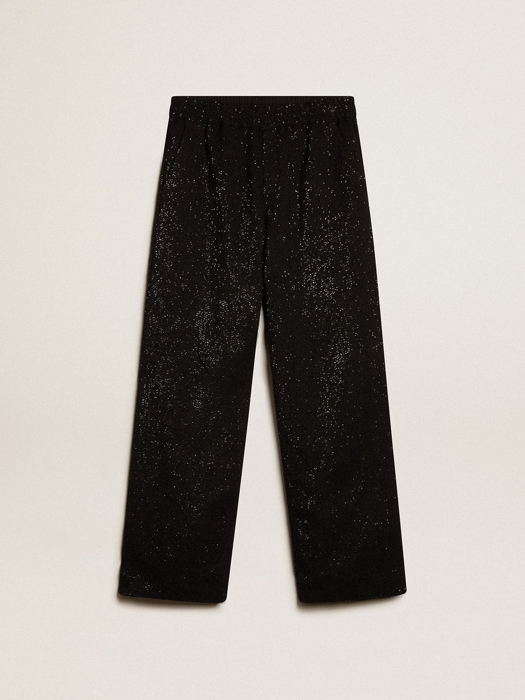 Men's black joggers in linen blend with sequins| Golden Goose