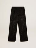 Men's black joggers in linen blend with sequins| Golden Goose