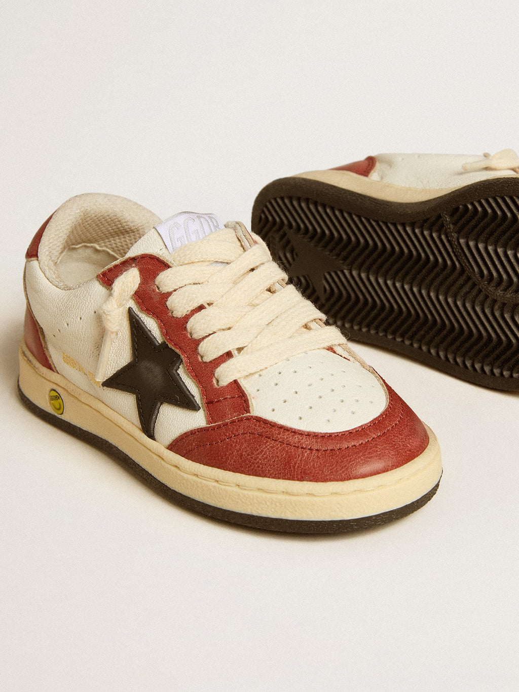 Ball Star Young in nappa with black star and red leather inserts| Golden Goose