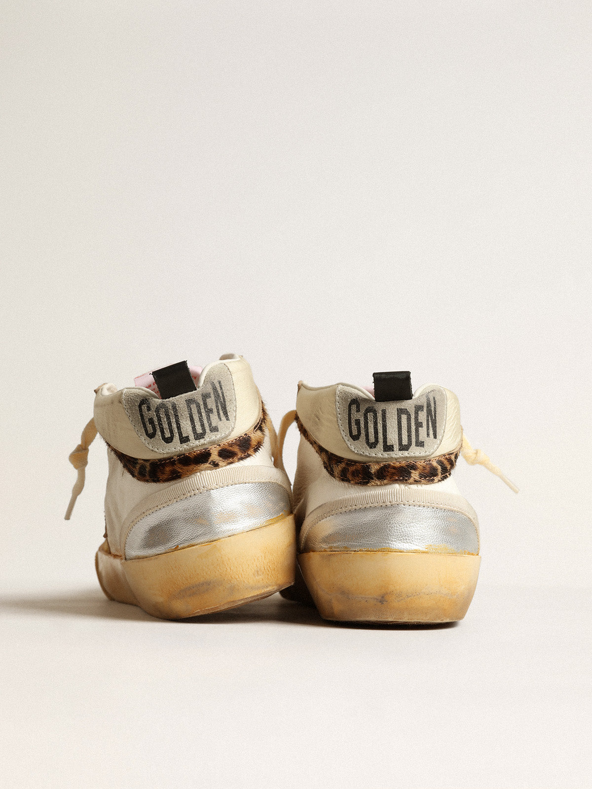 Mid Star LTD with silver metallic leather inserts and pink star| Golden Goose