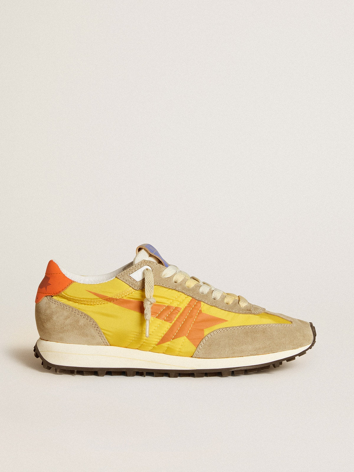 Women's Marathon with yellow nylon upper and orange star| Golden Goose
