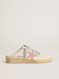 Ball Star Sabots in white nappa with an old-rose leather star| Golden Goose